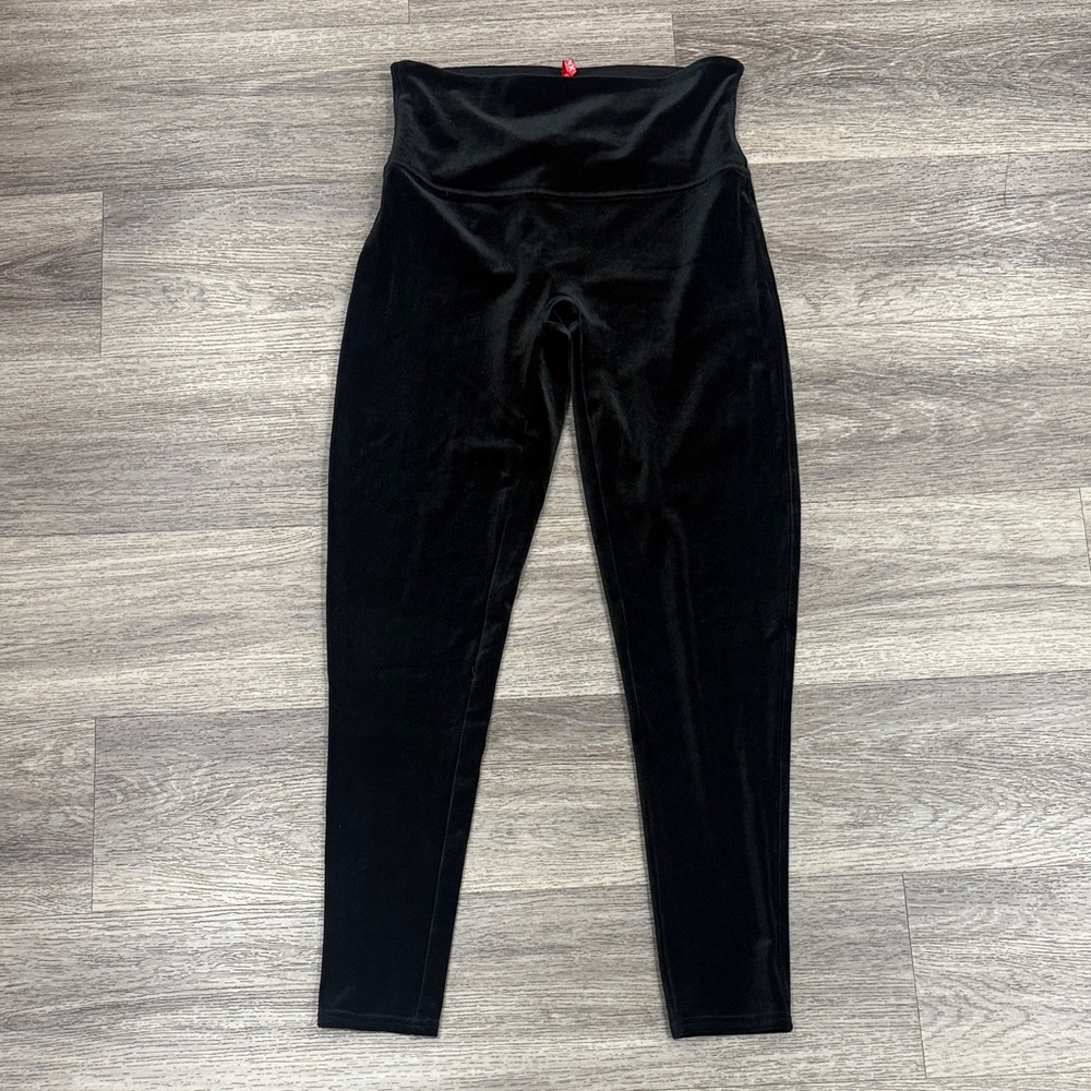 SPANX Black High-Waisted Velvet Leggings XL